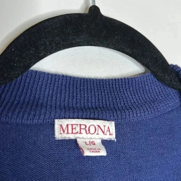 Merona Men's Shawl Collar Navy Blue Button Cardigan W/ Pockets - Sz L - Picture 4 of 7